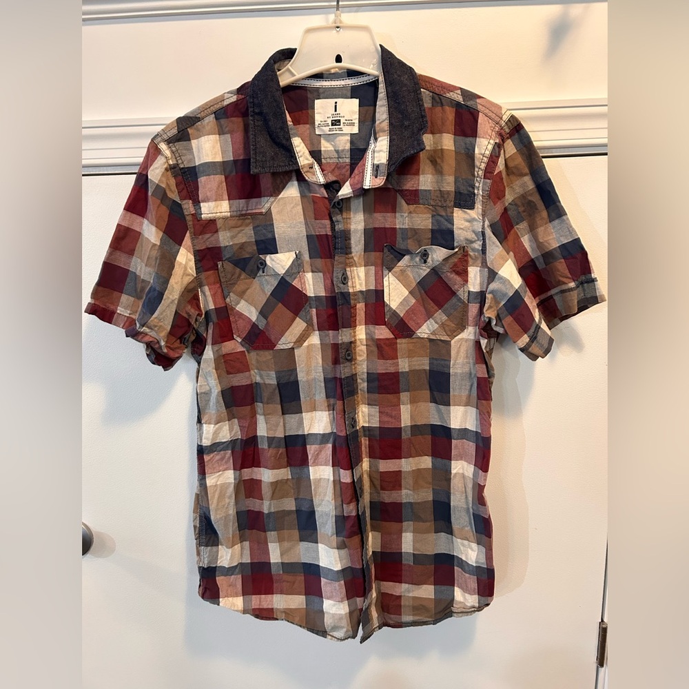 I Jeans Buffalo Mens XL Multicolor Plaid‎ Dual Pocket Short Sleeve Button Shirt